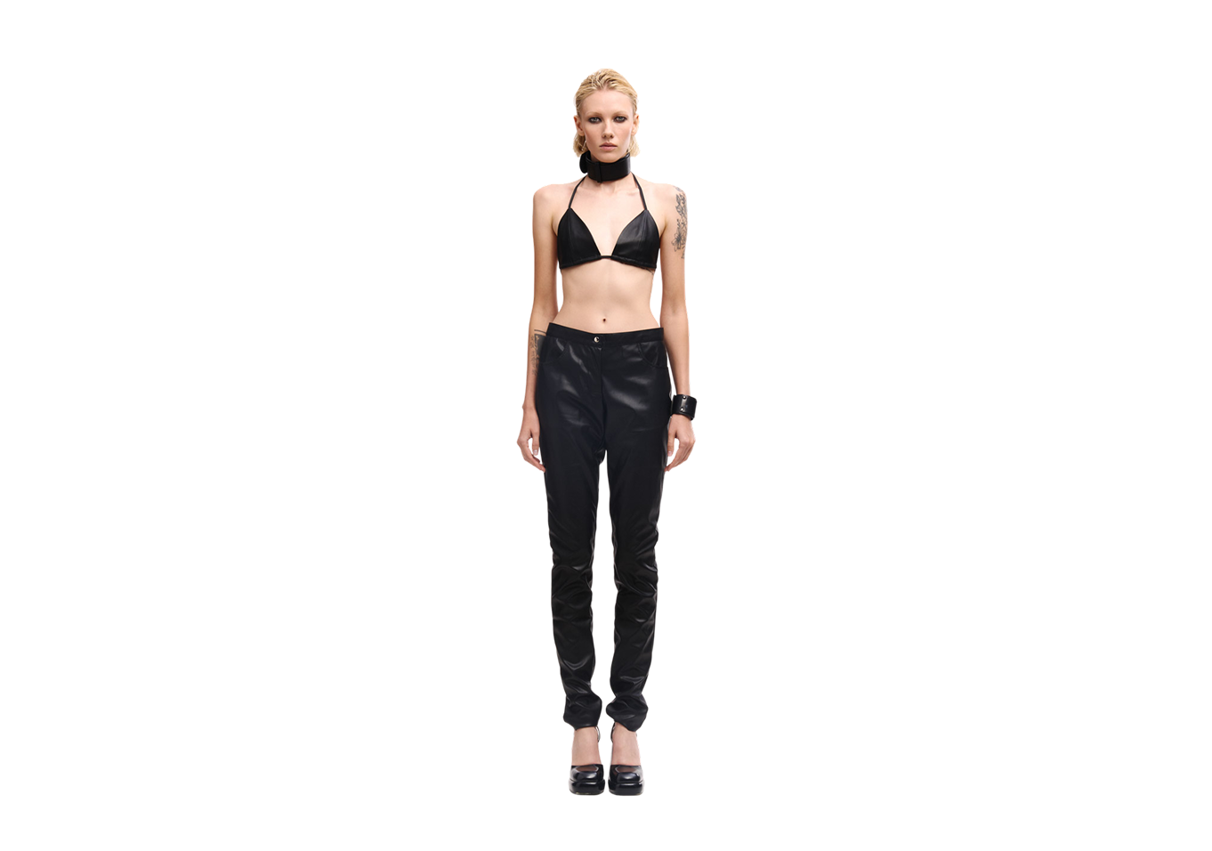 Faux leather trousers