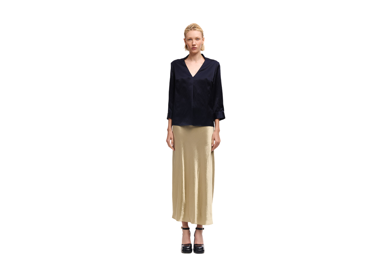 Silk MIDI SKIRT olive